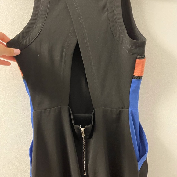Color block black dress with blue and peach color - Picture 3 of 5